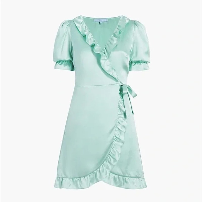 Hill House Mini Wrap Dress In Mint Green